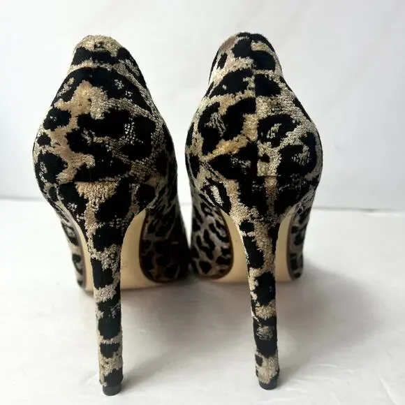Francensco Russo Pumps Woman 11 Velvet Leopard Print Stiletto Heels Italy Made - Picture 8 of 16